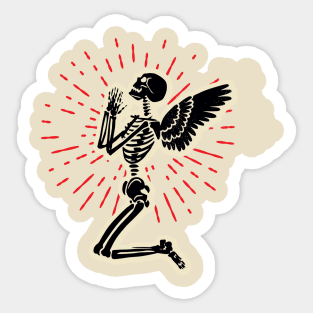 Praying Skeleton Angel Sticker